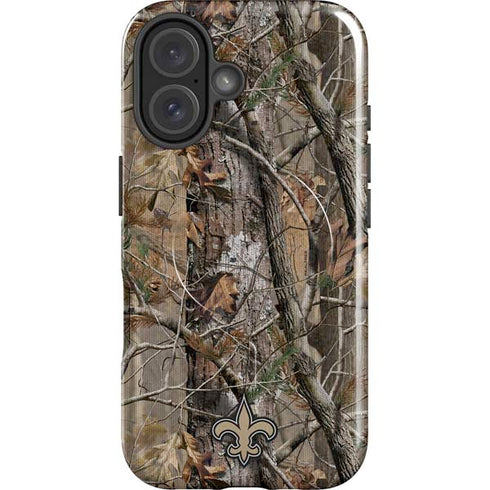 NFL New Orleans Saints Realtree AP Camo iPhone 16 Plus Magsafe Impact Case